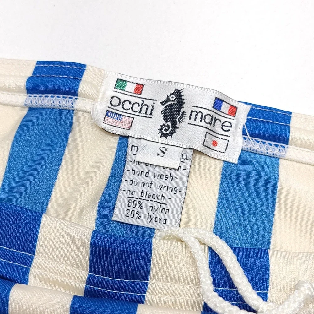 Occhi di Mare Mens S Vintage Striped Swim Briefs Blue‎ White NWT NEW 80s